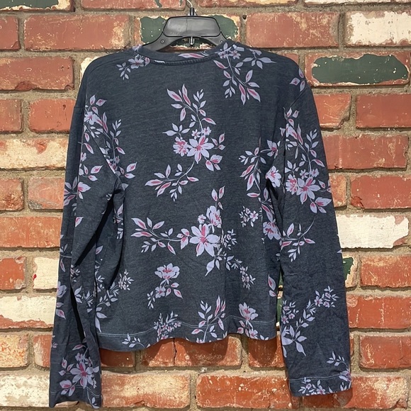 Sundry Dark Floral Striped Jogger Pants & sweatshirt set Navy Pink 2 piece Large - Picture 8 of 11